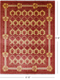 Red William Morris Hand Knotted Wool Area Rug - 8' 10" X 11' 9" - Golden Nile