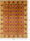 Red William Morris Hand Knotted Wool Rug - 10' 0" X 13' 8" - Golden Nile
