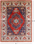 Red Fine Serapi Hand Knotted Wool Area Rug - 9' 1" X 12' 0" - Golden Nile