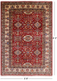 Red Super Kazak Hand Knotted Wool Area Rug - 5' 8" X 8' 2" - Golden Nile