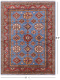 Blue Super Kazak Hand Knotted Area Rug - 5' 11" X 8' 0" - Golden Nile
