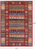 Tribal Persian Gabbeh Handmade Wool Rug - 7' 0" X 9' 6" - Golden Nile