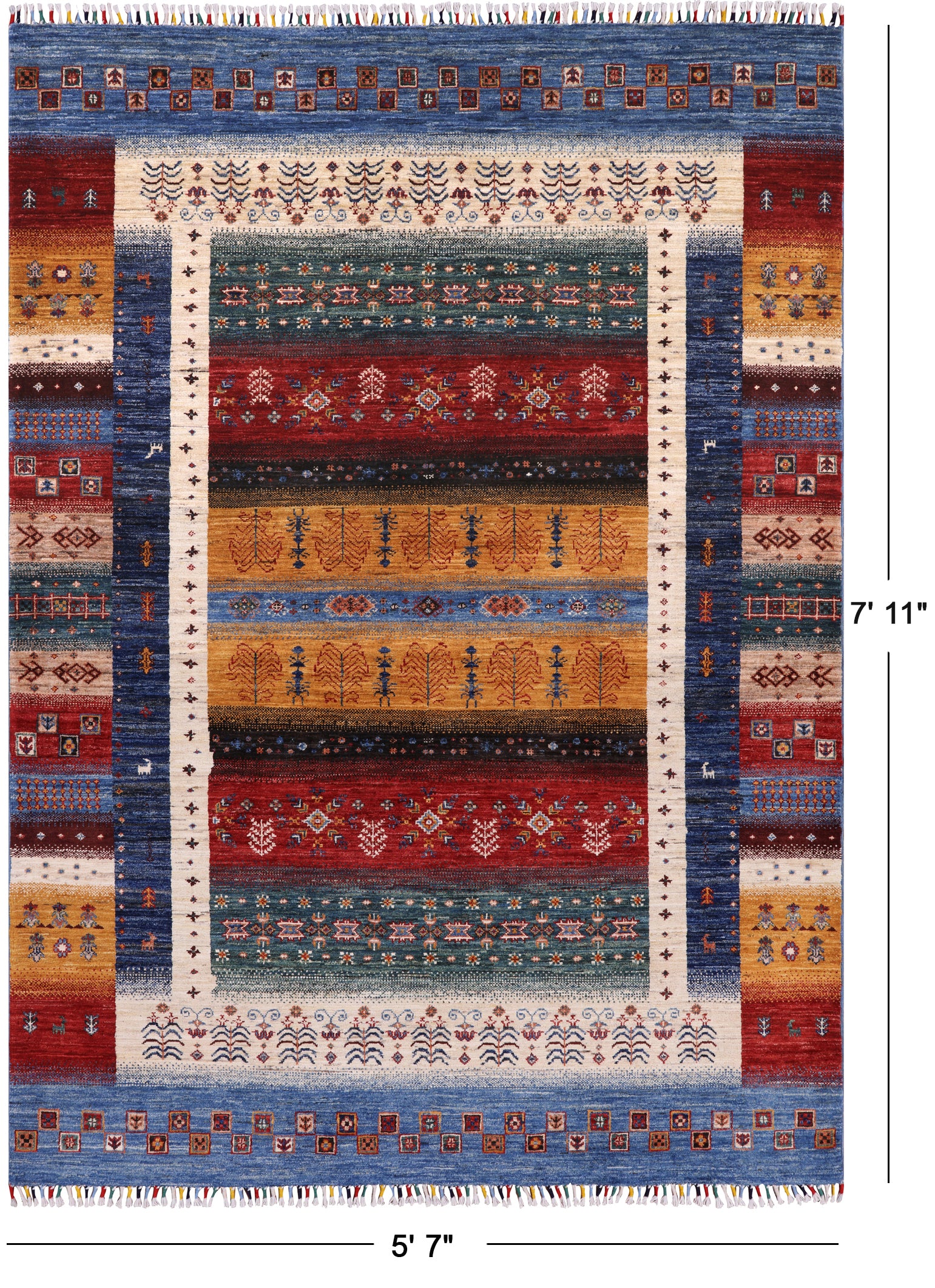 Tribal Persian Gabbeh Handmade Wool Rug - 5' 7" X 7' 11" - Golden Nile