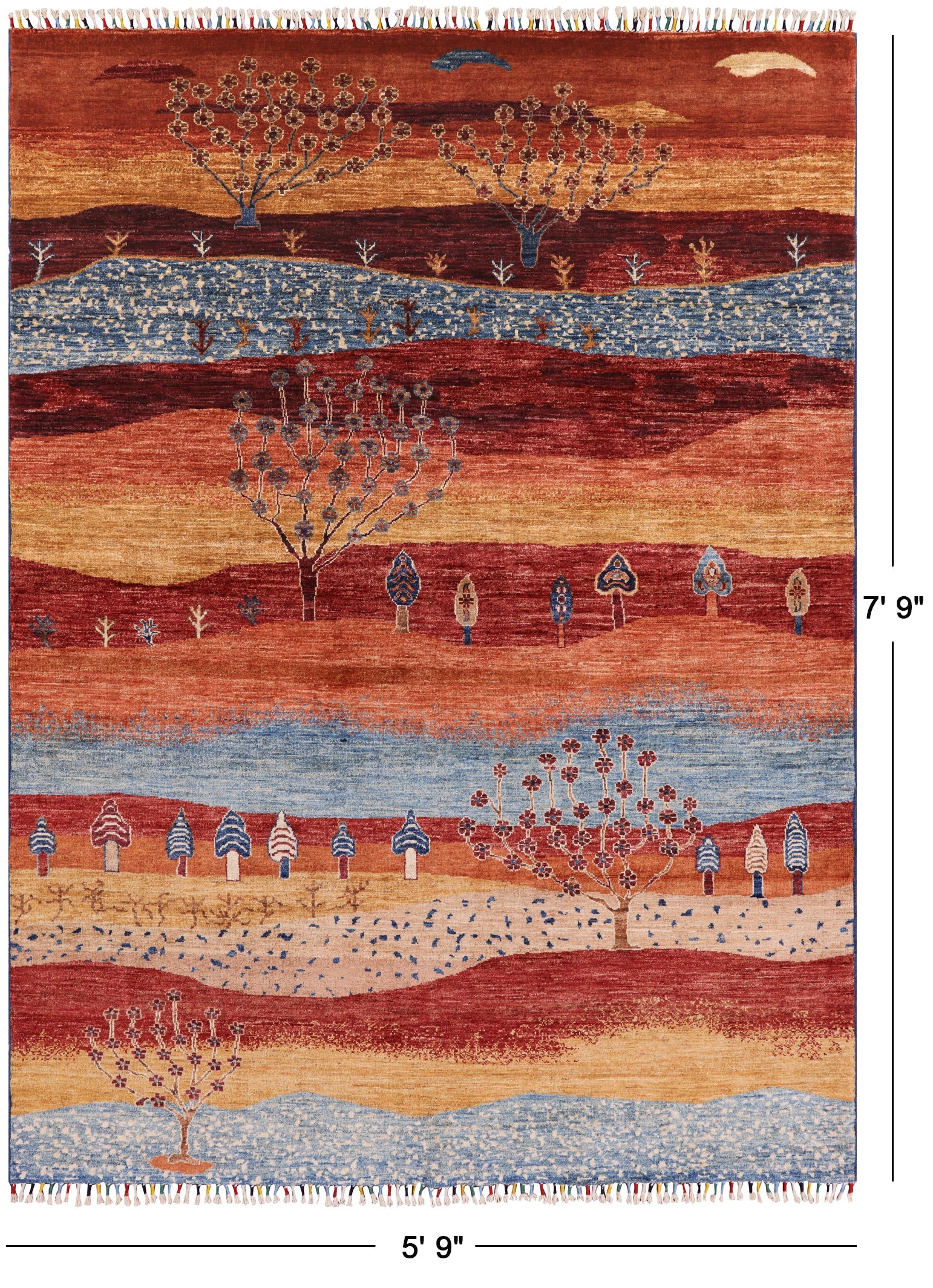 Tribal Persian Gabbeh Hand Knotted Wool Rug - 5' 9" X 7' 9" - Golden Nile