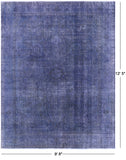 Blue Persian Overdyed Hand Knotted Area Rug - 9' 8" X 12' 5 - Golden Nile