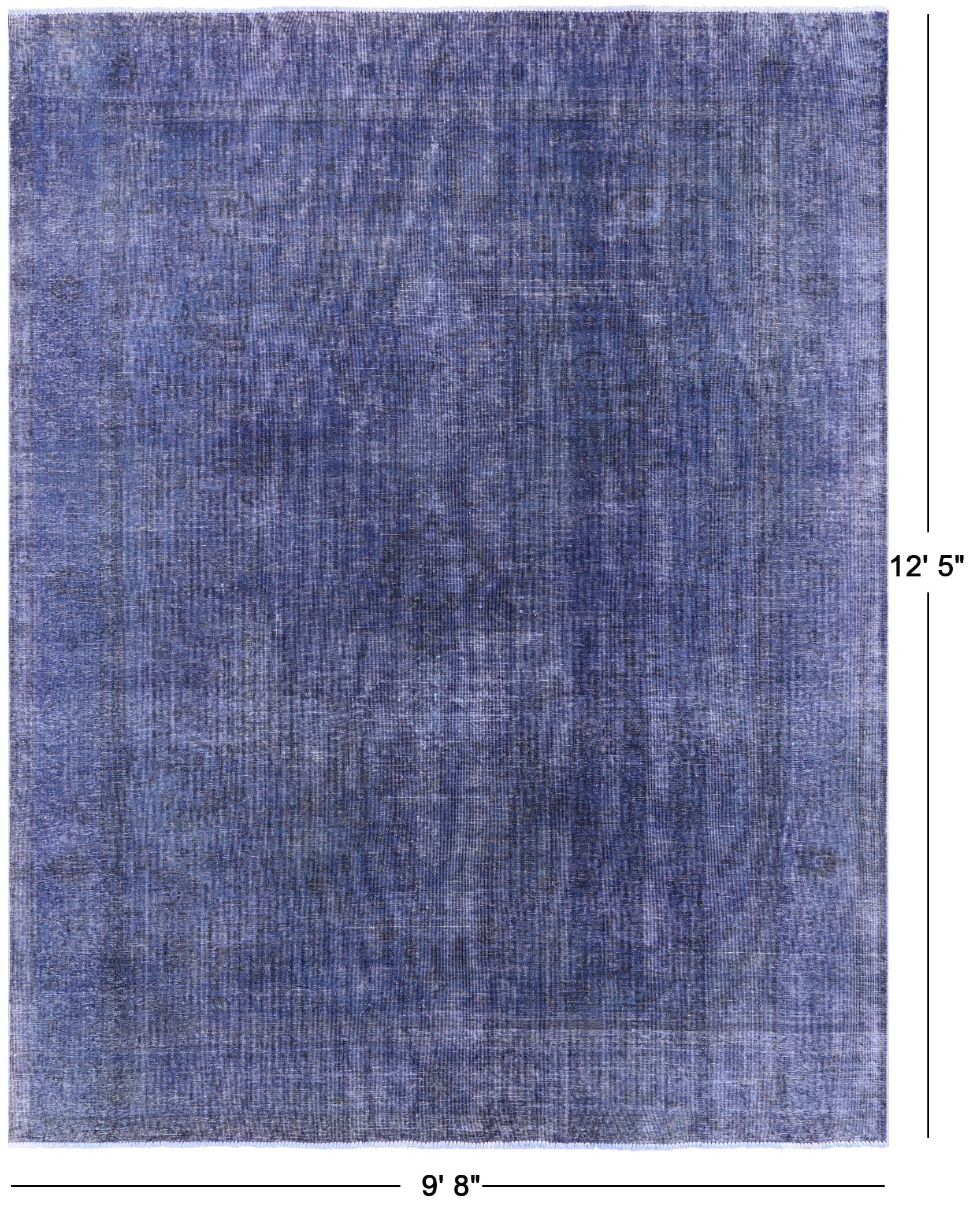 Blue Persian Overdyed Hand Knotted Area Rug - 9' 8" X 12' 5 - Golden Nile