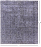 Grey Persian Overdyed Hand Knotted Wool Area Rug - 9' 7" X 11' 0" - Golden Nile