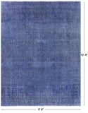 Blue Persian Overdyed Hand Knotted Wool Area Rug - 9' 6" X 12' 6" - Golden Nile