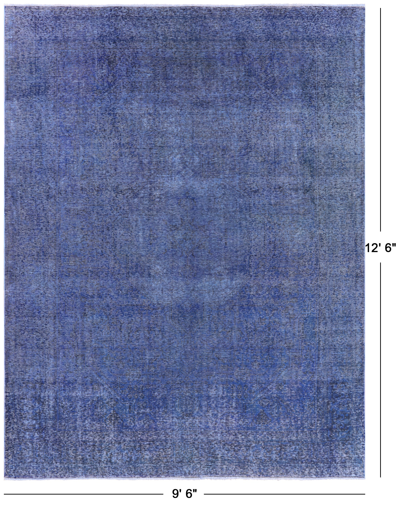 Blue Persian Overdyed Hand Knotted Wool Area Rug - 9' 6" X 12' 6" - Golden Nile