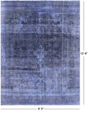 Blue Persian Overdyed Hand Knotted Wool Area Rug - 9' 5" X 12' 8" - Golden Nile