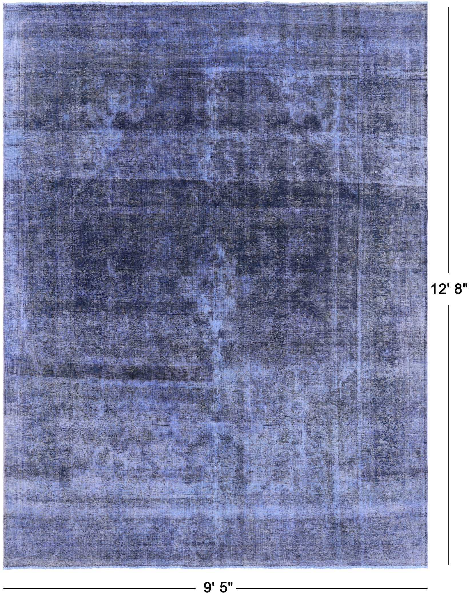 Blue Persian Overdyed Hand Knotted Wool Area Rug - 9' 5" X 12' 8" - Golden Nile