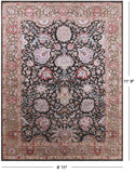 Grey Persian Wool & Silk Hand Knotted Area Rug - 8' 11" X 11' 9" - Golden Nile