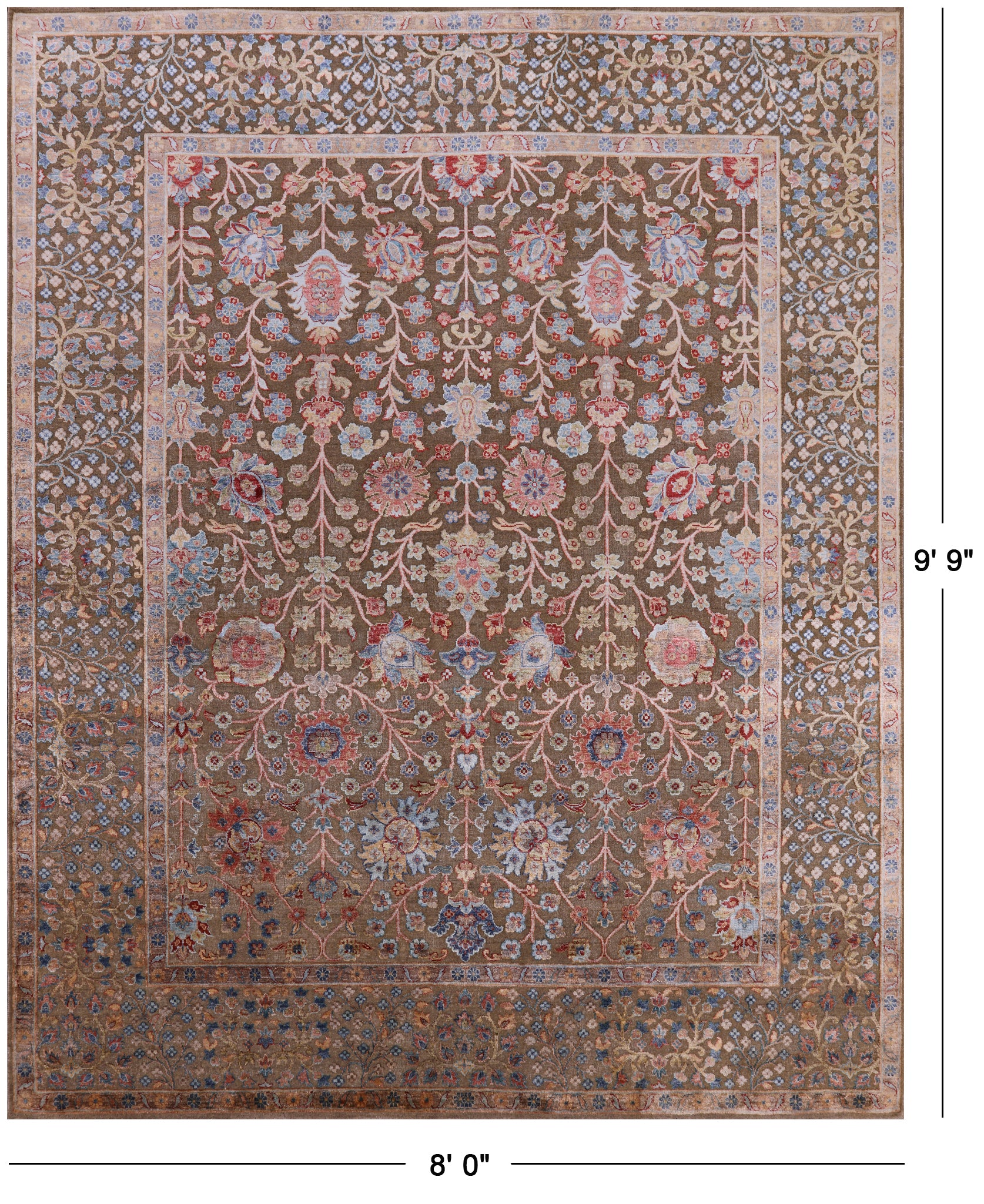 Pure Silk With Oxidized Wool Hand Knotted Area Rug - 8' X 9' 9" - Golden Nile