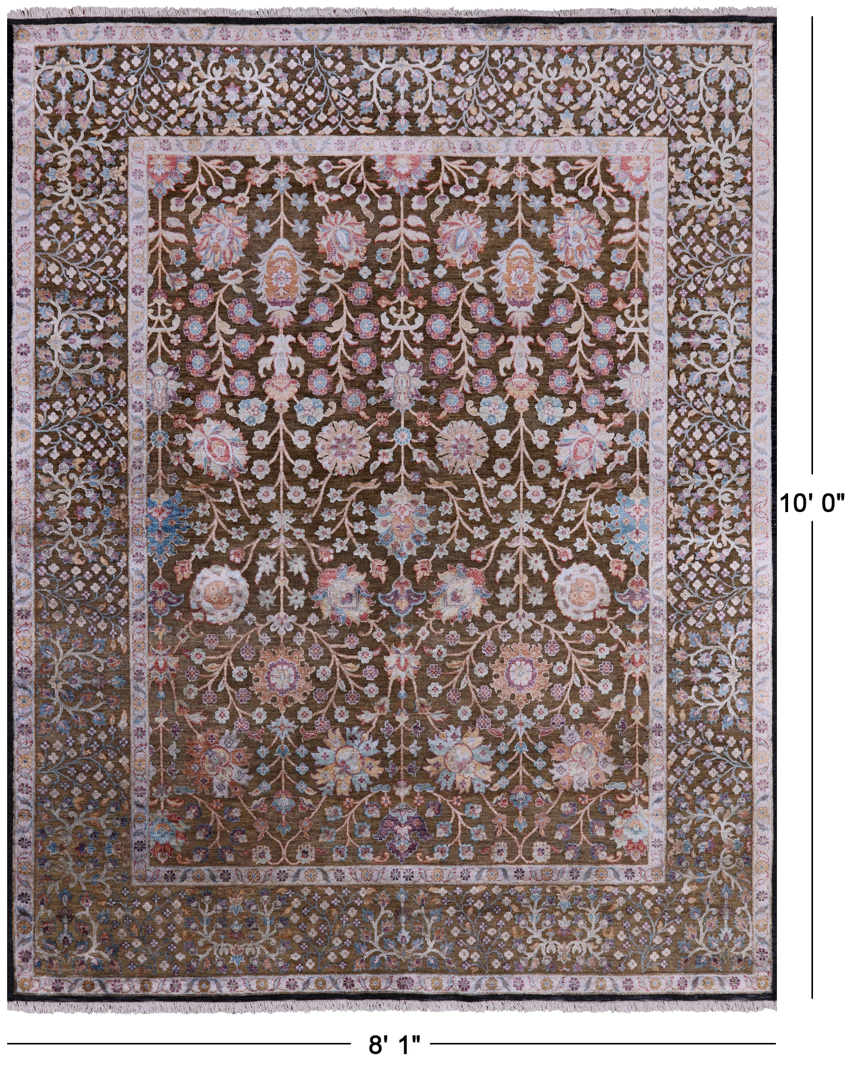 Pure Silk With Oxidized Wool Handmade Area Rug - 8' 1" X 10' 0" - Golden Nile