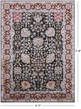 Grey Pure Silk With Oxidized Wool Hand Knotted Area Rug - 5' 7" X 7' 8" - Golden Nile