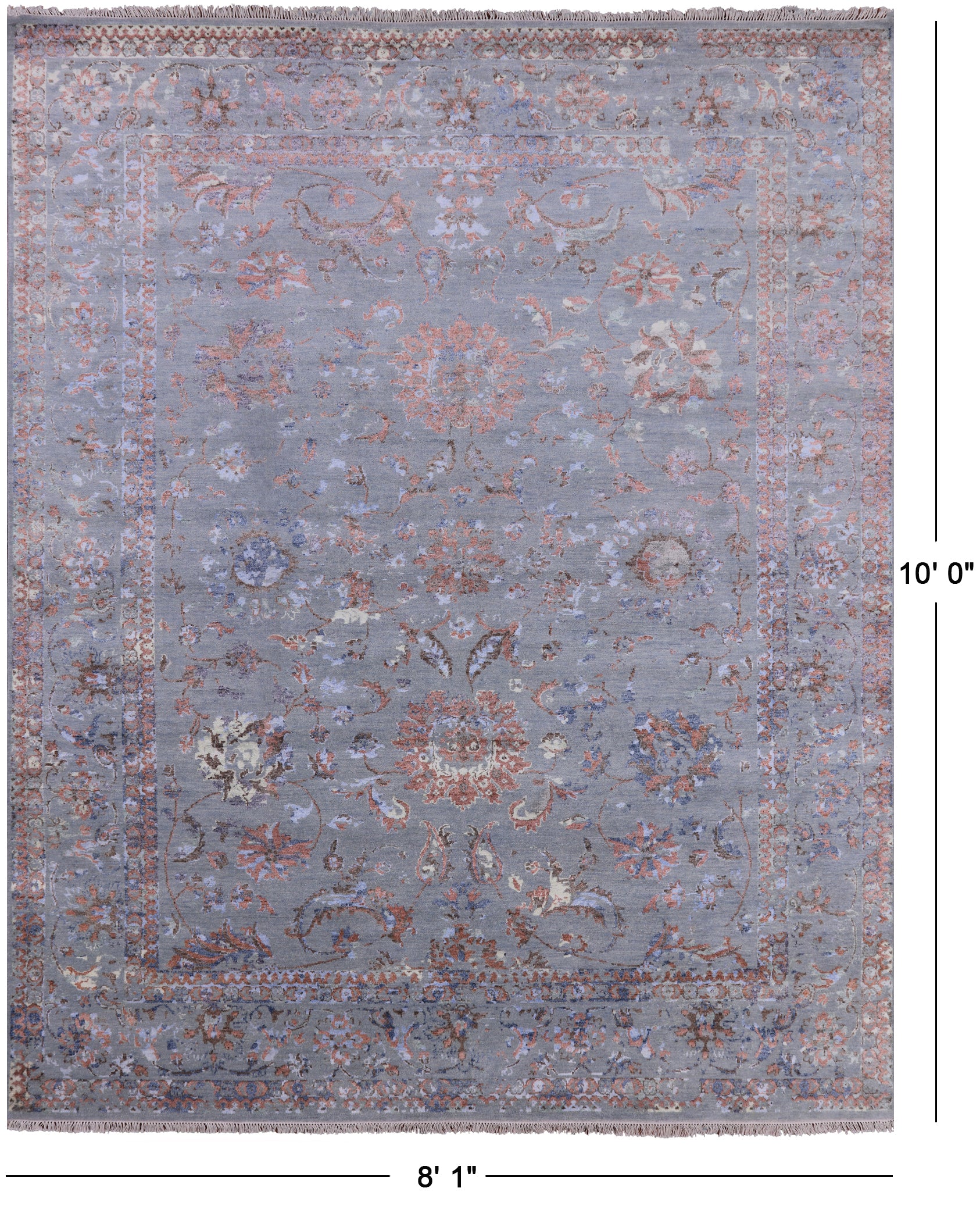 Contemporary Hand Knotted Wool & Silk Area Rug - 8' 1" X 10' 0" - Golden Nile