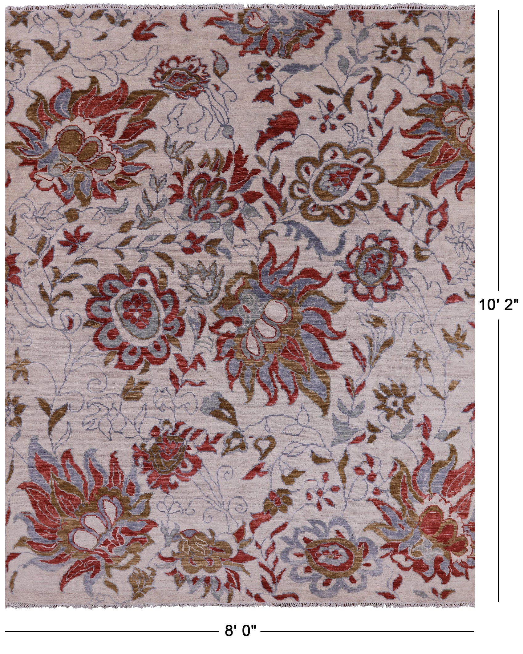 Ivory Modern Hand Knotted Wool Area Rug - 8' 0" X 10' 2" - Golden Nile