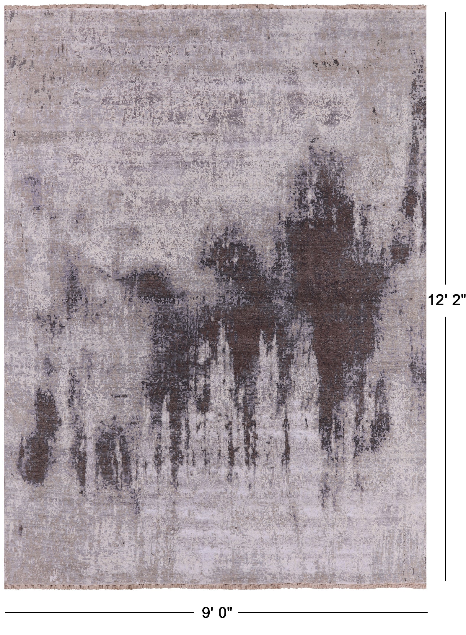 Contemporary Handmade Wool & Silk Area Rug - 9' 0" X 12' 2" - Golden Nile
