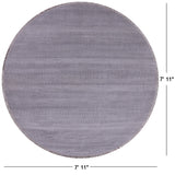 Grey Round Savannah Grass Hand Knotted Wool & Silk Rug - 7' 11" X 7' 11" - Golden Nile