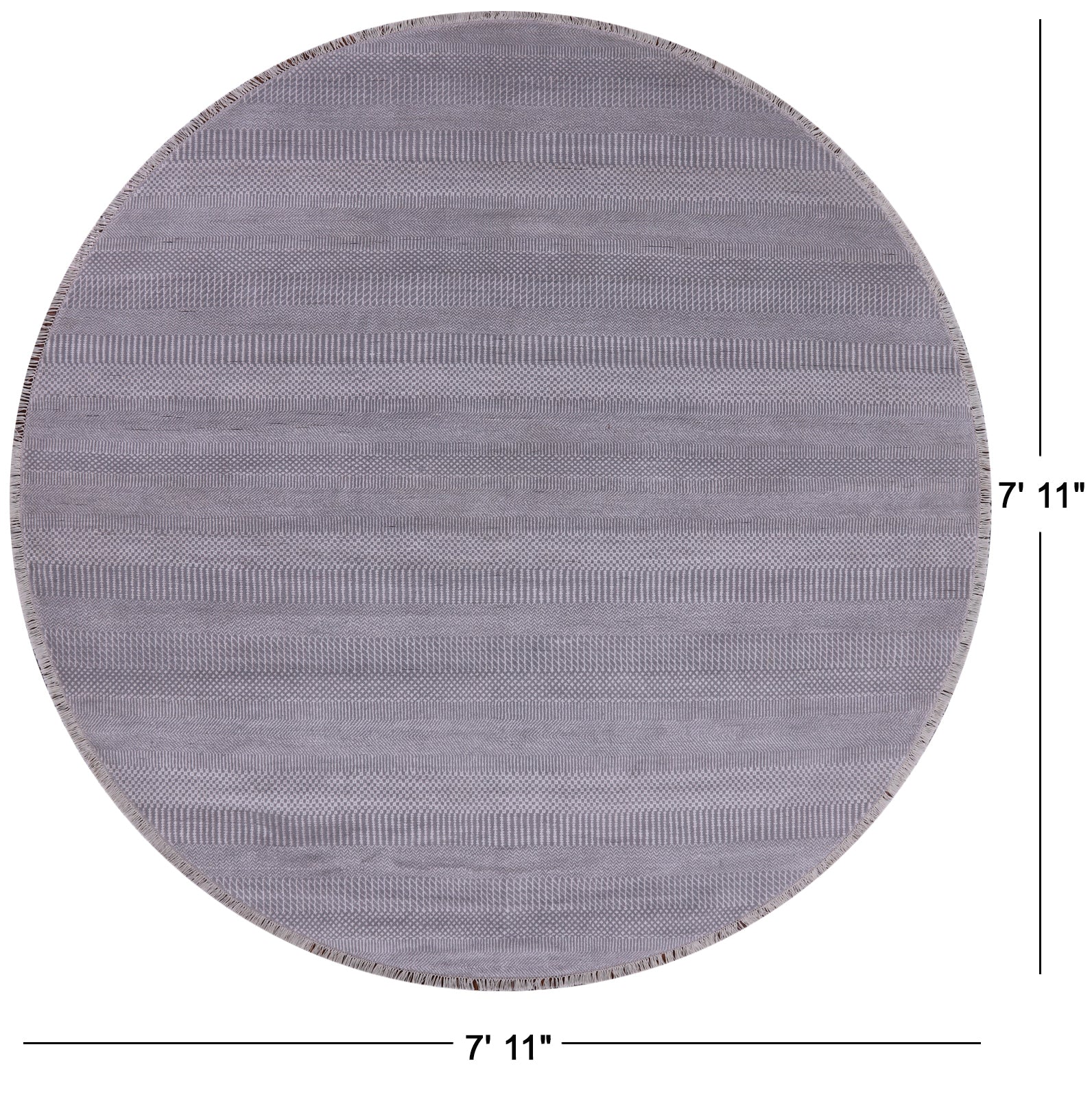 Grey Round Savannah Grass Hand Knotted Wool & Silk Rug - 7' 11" X 7' 11" - Golden Nile