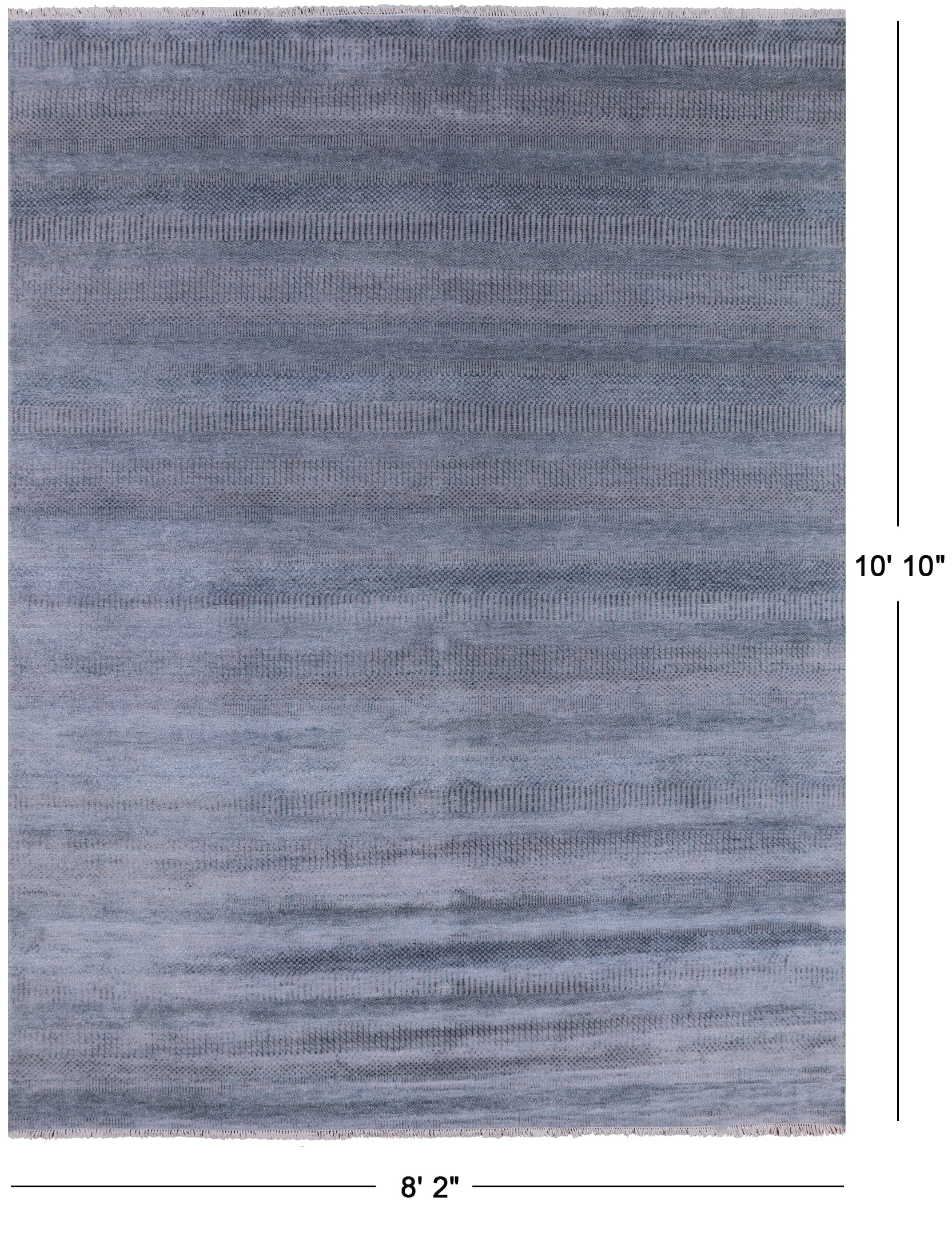 Grey Savannah Grass Hand Knotted Wool & Silk Rug - 8' 2" X 10' 10" - Golden Nile