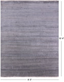 Grey Savannah Grass Hand Knotted Wool & Silk Area Rug - 8' 0" X 10' 4" - Golden Nile