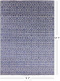 Grey Modern Hand Knotted Wool & Silk Area Rug - 9' 1" X 12' 1" - Golden Nile