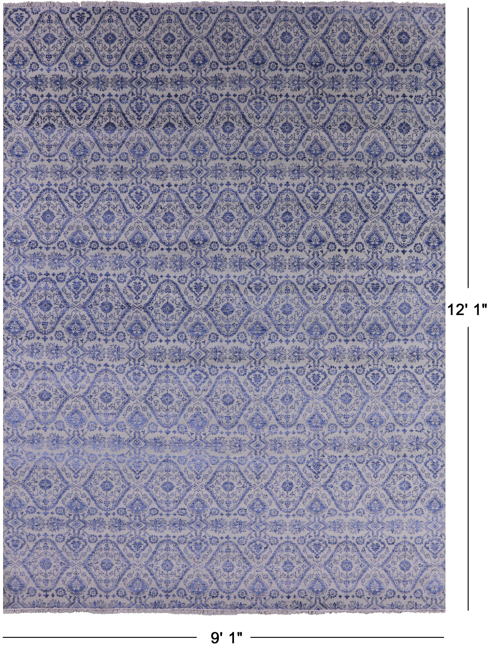 Grey Modern Hand Knotted Wool & Silk Area Rug - 9' 1" X 12' 1" - Golden Nile