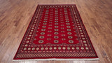 Red Bokhara Hand-Knotted Wool Rug - 6' 1" X 8' 9"