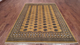 Gold Bokhara Hand Knotted Wool Rug - 7' 4" X 9' 7"