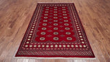 Red Bokhara Handmade Wool Rug - 5' 7" X 8' 3"