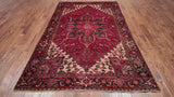 Rust Vintage Persian Heriz Serapi Handmade Wool Rug - 6' 3" X 9' 7"