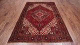 Rust Vintage Persian Heriz Serapi Hand-Knotted Wool Rug - 6' 5" X 9' 2"