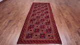 Red Vintage Persian Hand Knotted Wool Rug - 4' 6" X 10' 8"