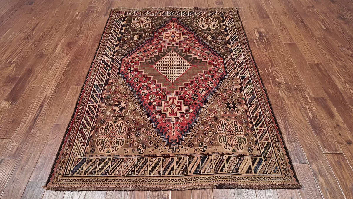 Load video: Rust Vintage Persian Handmade Wool Rug - 5' 2" X 7' 3"