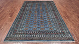 Blue Bokhara Hand Knotted Wool Rug - 6' 11" X 9' 8"