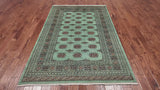 Green Bokhara Hand-Knotted Wool Rug - 5' 8" X 8' 1"