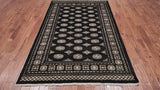 Black Bokhara Hand Knotted Wool Rug - 5' 8" X 8' 2"