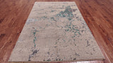 SUPER SALE Modern Handmade Wool & Silk Rug - 6' 1" X 8' 10"