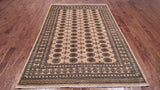 Beige Bokhara Handmade Wool Rug - 6' 7" X 9' 7"