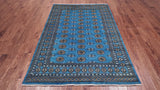 Blue Bokhara Hand-Knotted Wool Rug - 5' 7" X 7' 10"
