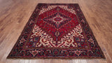 Red Vintage Persian Heriz Serapi Hand-Knotted Wool Rug - 6' 10" X 9' 7"