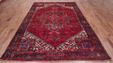 Rust Vintage Persian Heriz Serapi Handmade Wool Rug - 7' 8" X 10' 9"