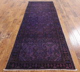 Purple Overdyed Runner Wool Area Rug 4 X 10 - Golden Nile