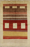 Modern Multicolor Gabbeh Wool Area Rug 6 X 9 - Golden Nile