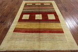 Modern Multicolor Gabbeh Wool Area Rug 6 X 9 - Golden Nile