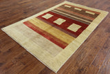 Modern Multicolor Gabbeh Wool Area Rug 6 X 9 - Golden Nile