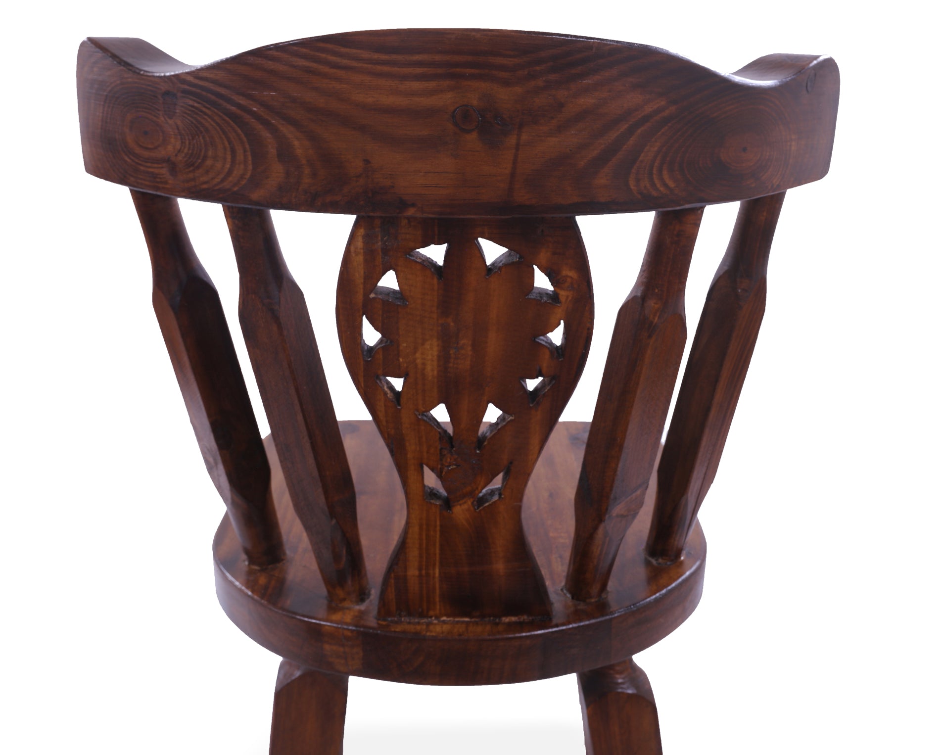 Reclaimed Wood Bar & Counter Stool - Handcarved Back Sunflower - Golden Nile