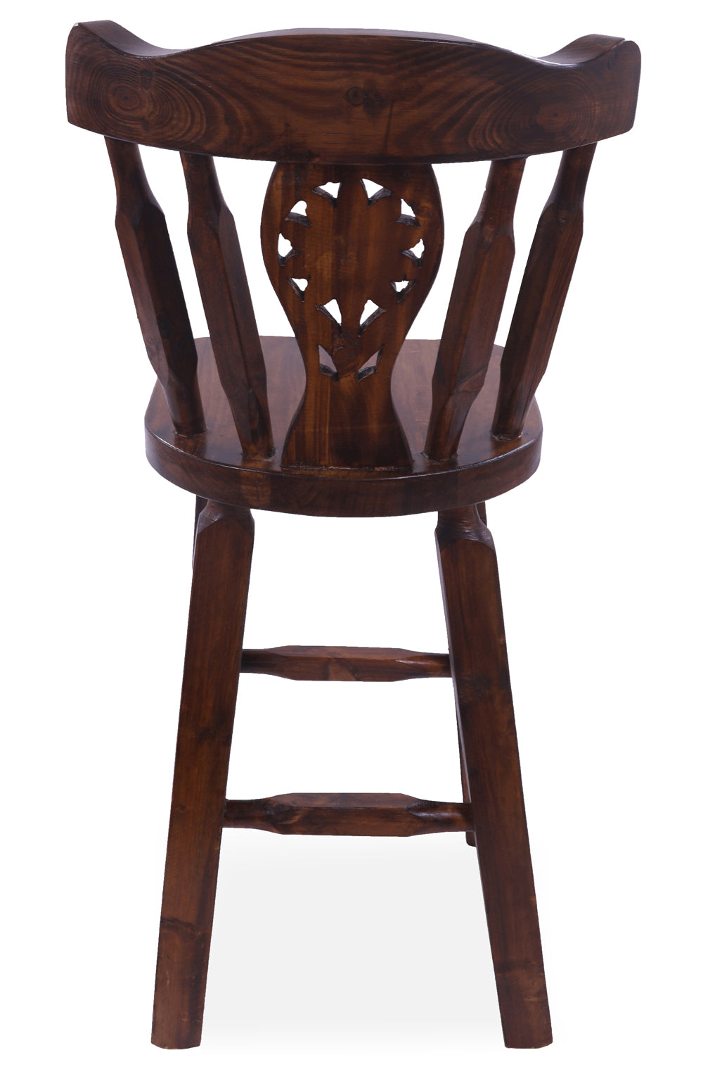 Reclaimed Wood Bar & Counter Stool - Handcarved Back Sunflower - Golden Nile