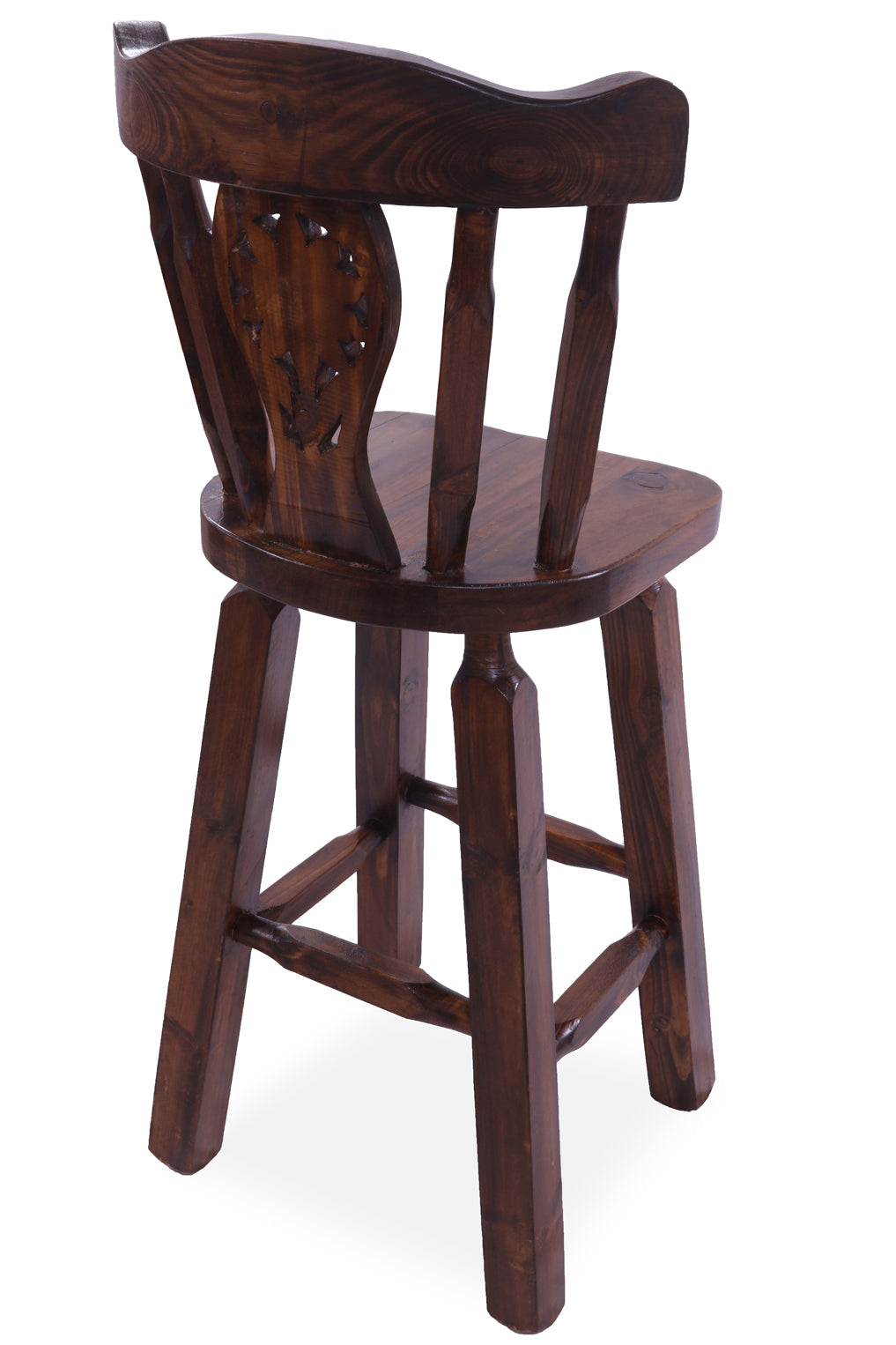 Reclaimed Wood Bar & Counter Stool - Handcarved Back Sunflower - Golden Nile